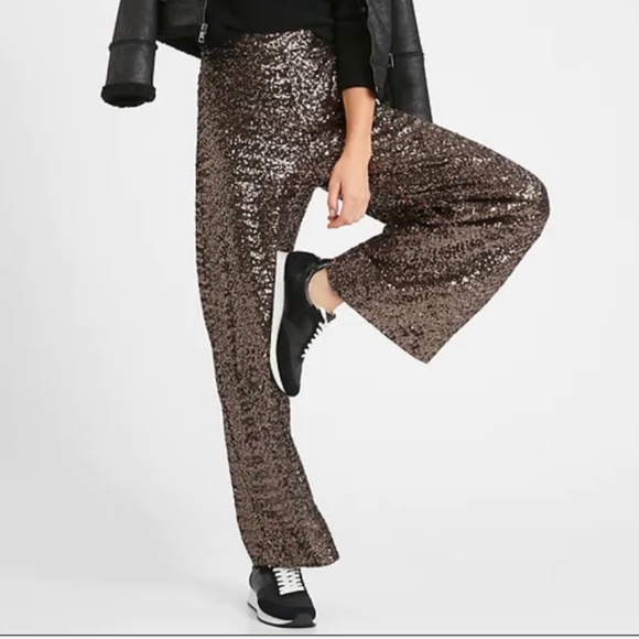 NWT - Banana Republic High-Rise Wide-Leg Sequin Pant - Picture 2 of 3